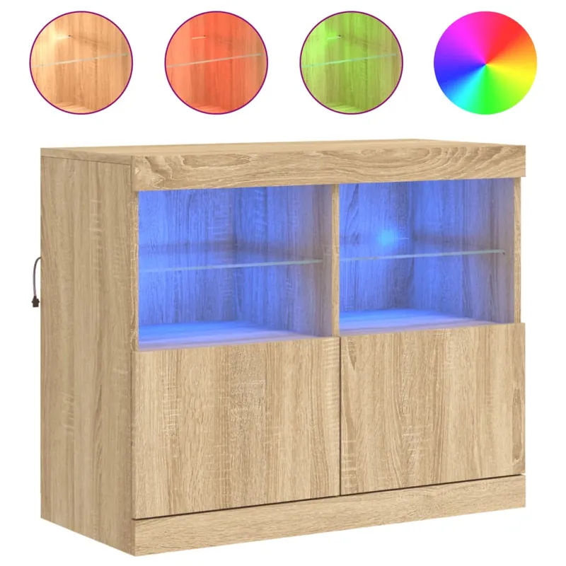 Direkt Vom Hersteller vidaXL Sideboard mit LED-Leuchten Sonoma-Eiche 81x37x67 cm