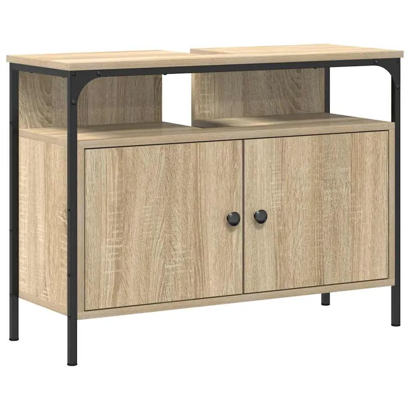 vidaXL Waschbeckenschrank mit Tür Braun 80 x 30 x 60 cm Holzwerkstoff Rabatt