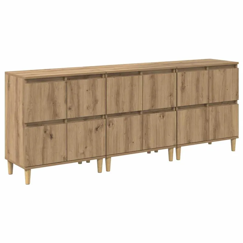vidaXL Sideboards 3 pcs Artisan-Eiche 60 x 35 x 70 cm Holzwerkstoff Billig