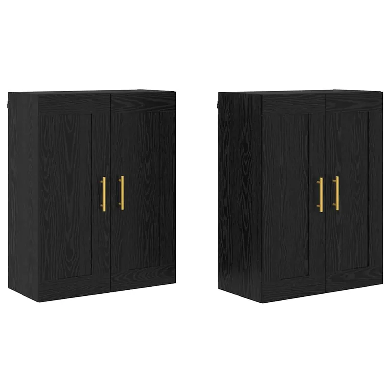 Günstig vidaXL Wandmontierter Schrank 2 pcs Schwarz Eichen-Optik Holzwerkstoff