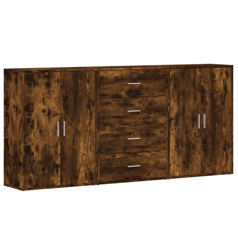 vidaXL Sideboards 3 Stk. Räuchereiche 60x31x84 cm Holzwerkstoff Sale