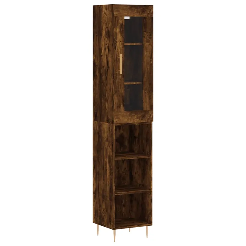 Geprüft vidaXL Highboard Räuchereiche 34,5x34x180 cm Holzwerkstoff