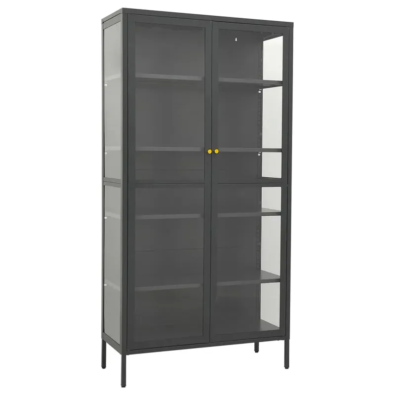 vidaXL Vitrine Anthrazit 90x40x180 cm Stahl und Gehärtetes Glas Online Kaufen