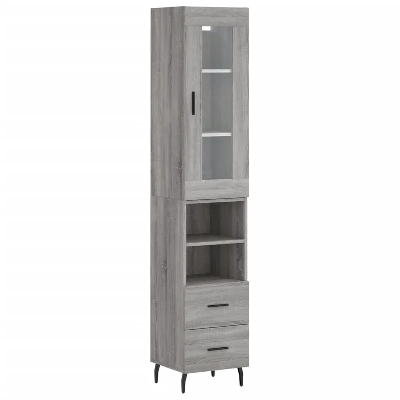 Expressversand vidaXL Highboard Grau Sonoma 34,5x34x180 cm Holzwerkstoff