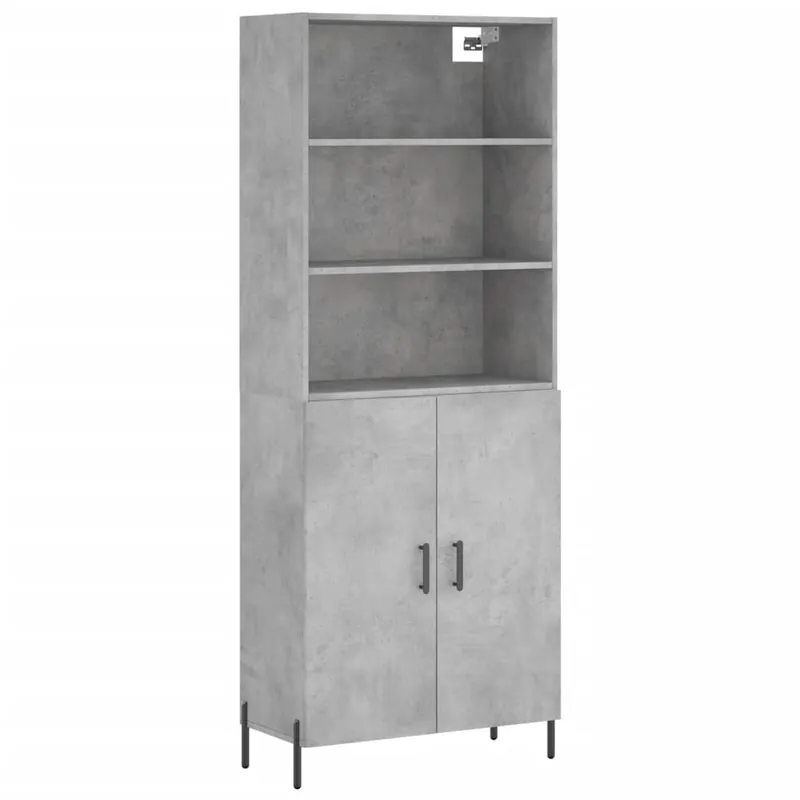 Heißes Angebot vidaXL Highboard Betongrau 69,5x34x180 cm Holzwerkstoff