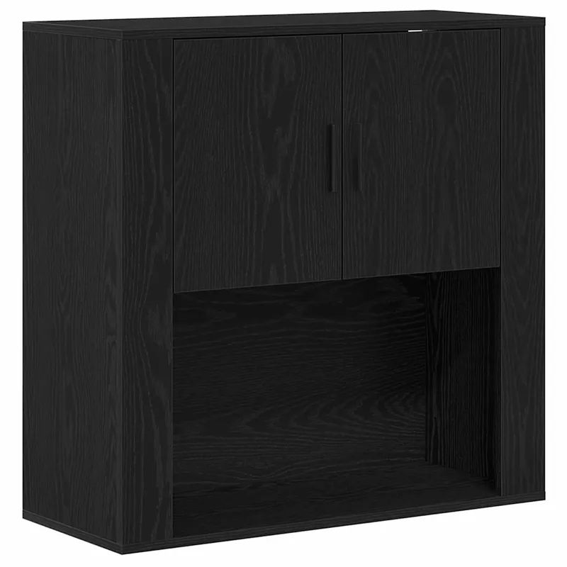 vidaXL Wandschrank Schwarz Eichen-Optik 80 x 33 x 80 cm Holzwerkstoff Abverkauf