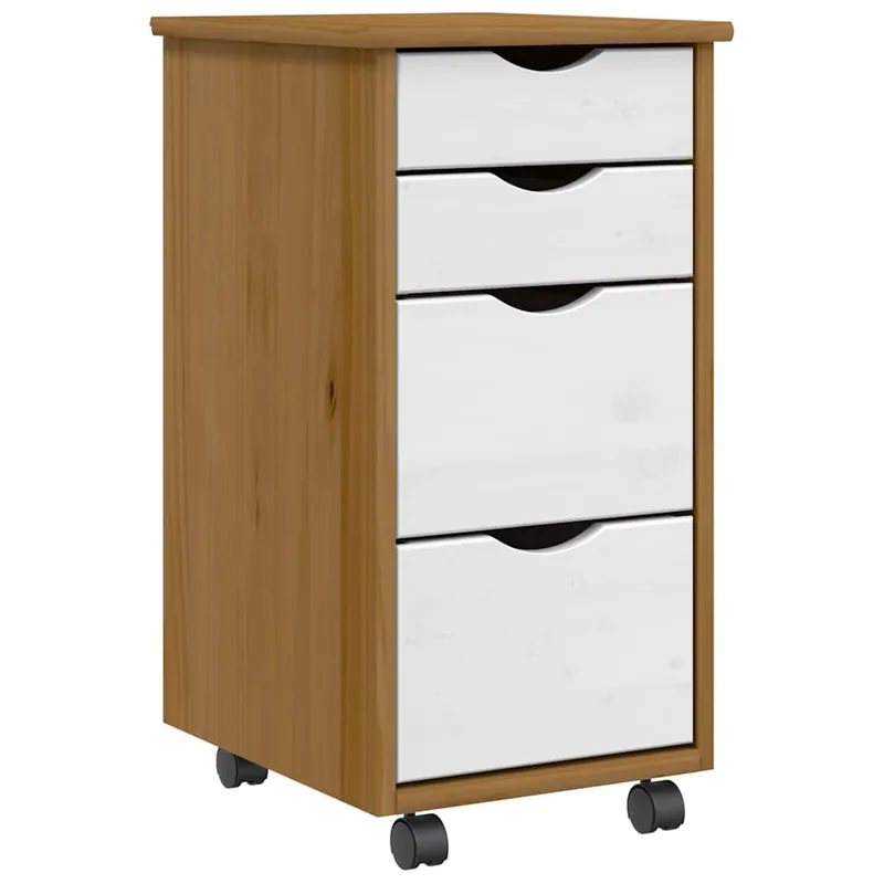 Bestpreis vidaXL Rollschrank mit Schubladen MOSS Honigbraun Massivholz Kiefer