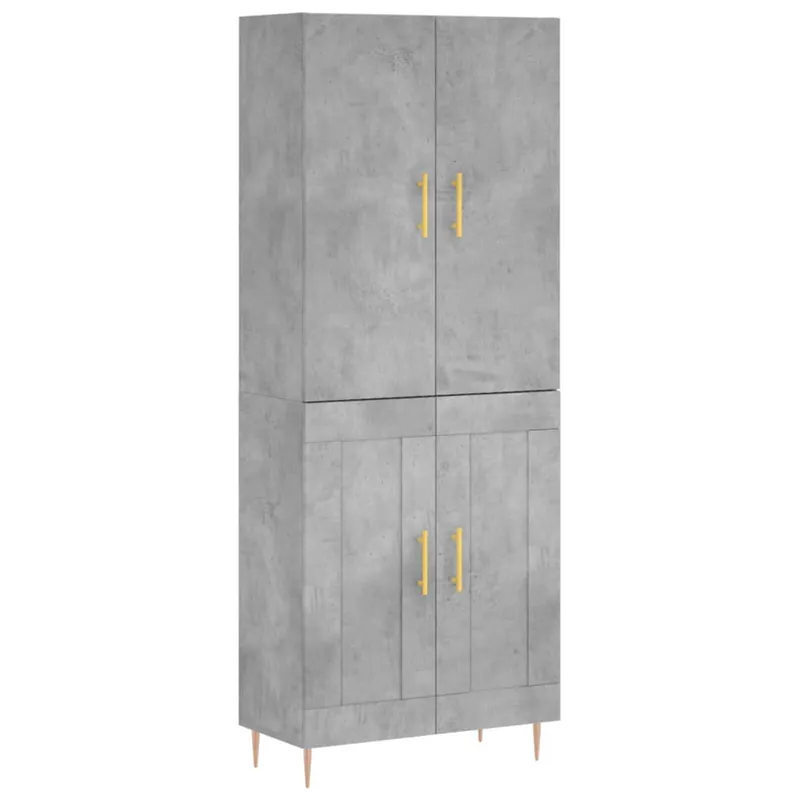Expressversand vidaXL Highboard Betongrau 69,5x34x180 cm Holzwerkstoff