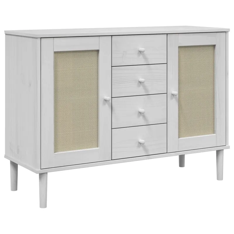 vidaXL Sideboard SENJA Rattan-Optik Weiß 112x40x80 cm Kiefernholz Bestseller