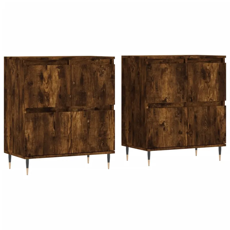 vidaXL Sideboards 2 Stk. Räuchereiche Holzwerkstoff Expressversand