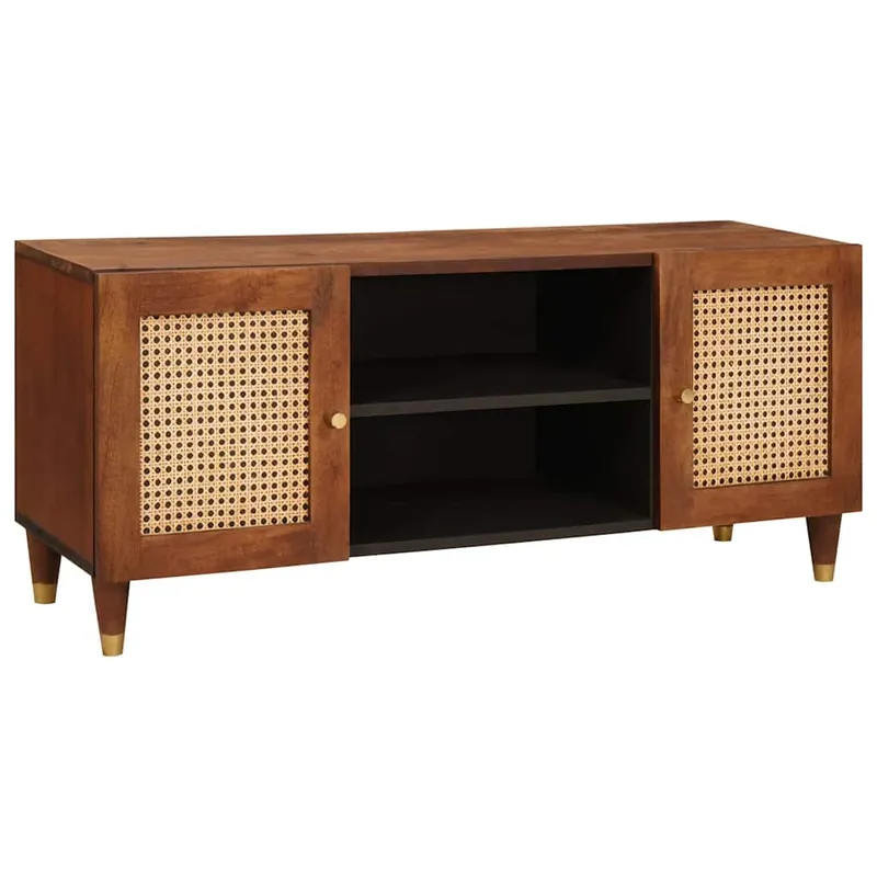 vidaXL TV-Schränk mit Regal Braun 105 x 33,5 x 46 cm Massivholz Mango Markenware