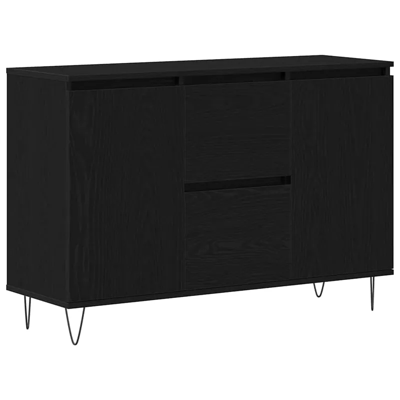 vidaXL Sideboard Schwarz Eichen-Optik 101,5 x 35 x 70 cm Holzwerkstoff Markenprodukt