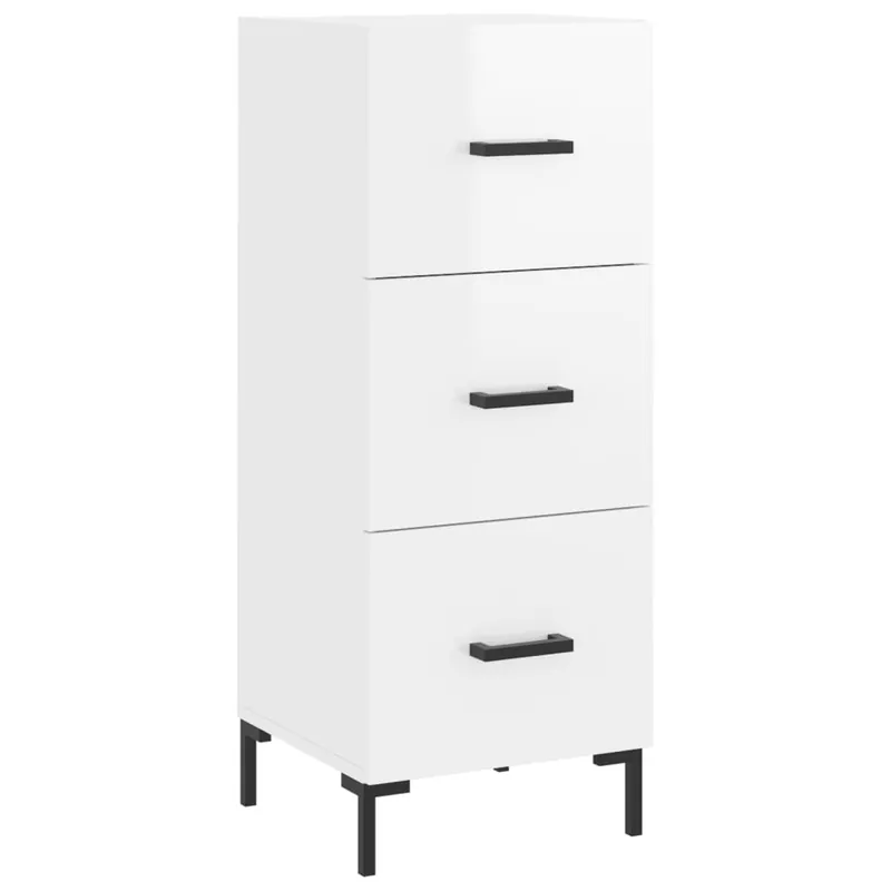 Echt vidaXL Sideboard Hochglanz-Weiß 34,5x34x90 cm Holzwerkstoff