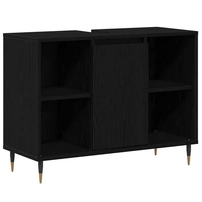 Beliebt vidaXL Badezimmerschrank mit Tür Schwarz 80 x 33 x 60 cm Holzwerkstoff