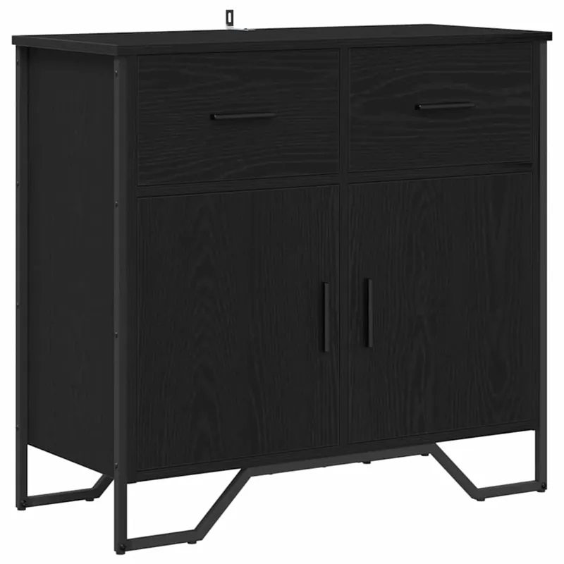 vidaXL Sideboard Schwarz Eichen-Optik 79,5 x 35,5 x 74,5 cm Echt