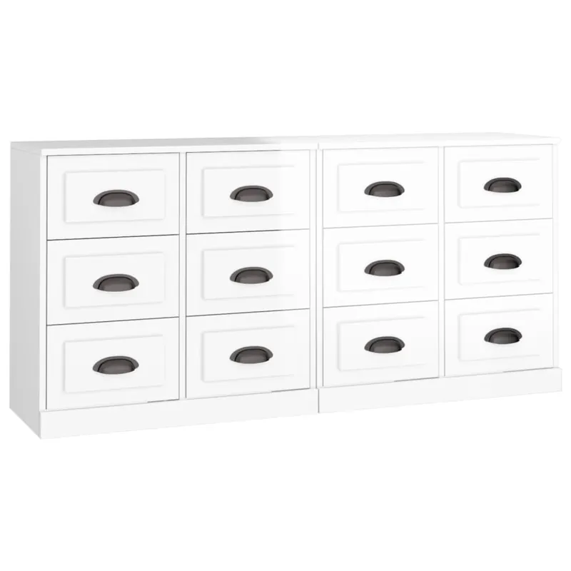 vidaXL Sideboards 2 Stk. Hochglanz-Weiß Holzwerkstoff Super-Preis