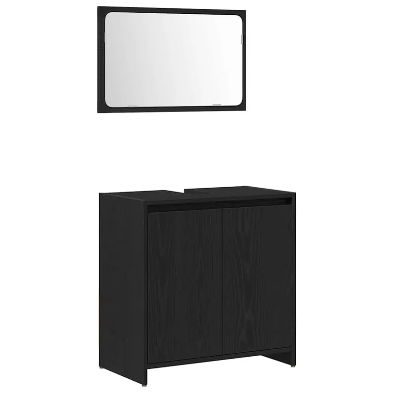 Günstig vidaXL Badezimmerschrank mit Tür Schwarz Eichen-Optik 60 x 33 x 60 cm