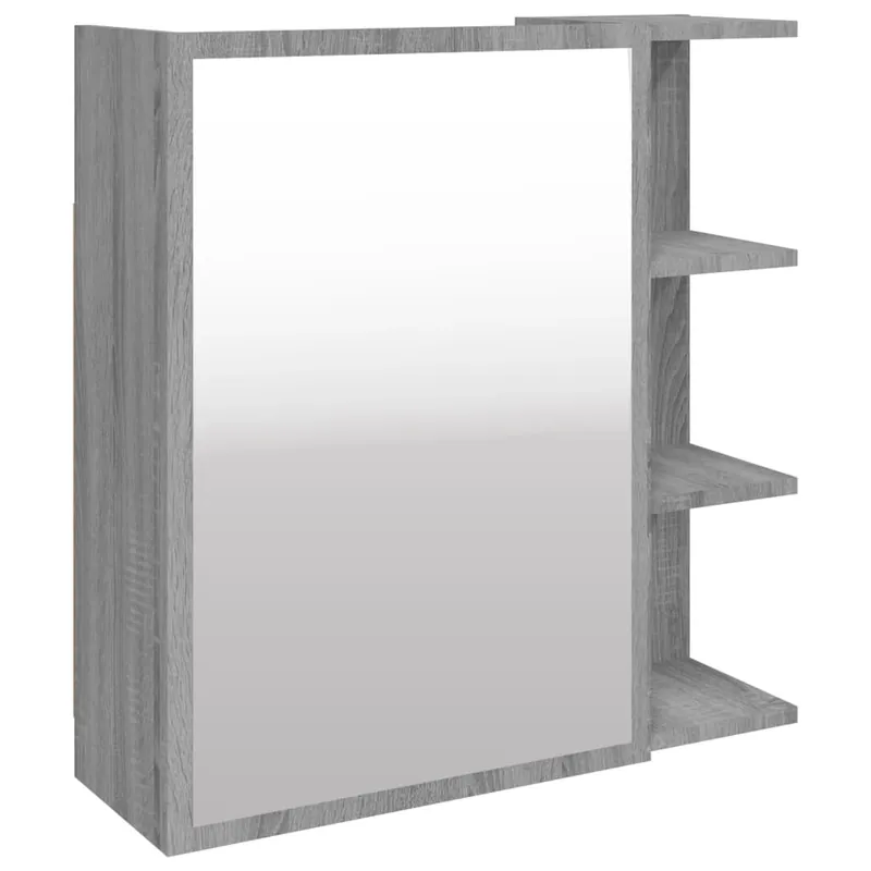 Billig vidaXL Bad-Spiegelschrank Grau Sonoma 62,5x20,5x64 cm Holzwerkstoff
