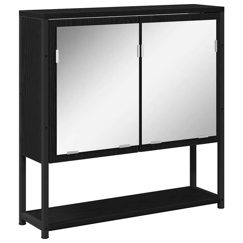 Finale Aktion vidaXL Spiegelschrank mit Regal Schwarz Eichen-Optik 60 x 16 x 60 cm