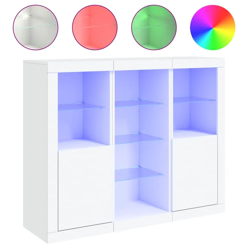 Wochenendangebot vidaXL Sideboards mit LED-Leuchten 3 Stk. Weiß Holzwerkstoff