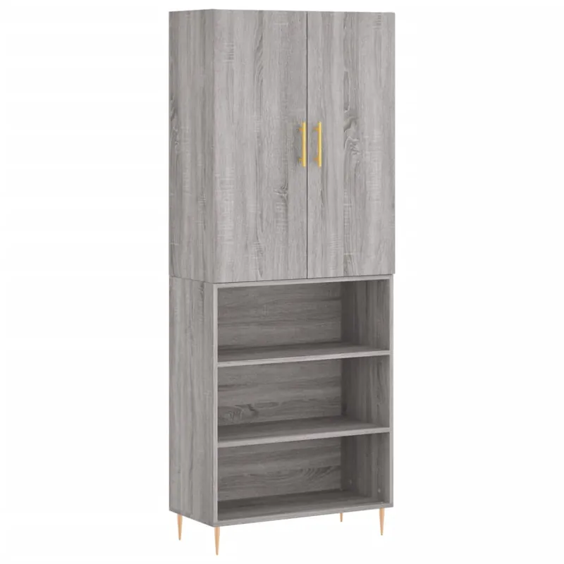 Günstig vidaXL Highboard Grau Sonoma 69,5x34x180 cm Holzwerkstoff