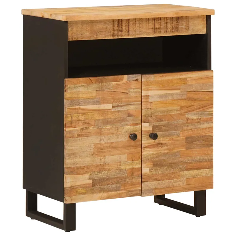 Billig vidaXL Seitenschrank mit Tür Braun 60 x 33 x 75 cm Massivholz Mango