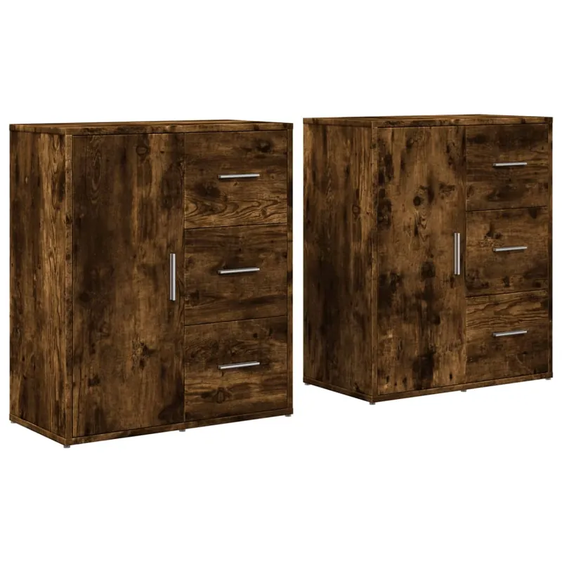 vidaXL Sideboards 2 Stk. Räuchereiche 60x31x70 cm Holzwerkstoff Letzte Chance