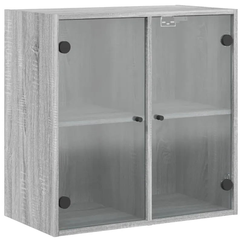 vidaXL Wandschrank mit Glastüren Grau Sonoma 68x37x68,5 cm Neue Ware