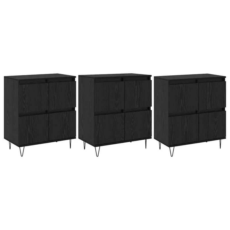 Echt vidaXL Sideboards 3 pcs Schwarz Eichen-Optik 180 x 35 x 70 cm