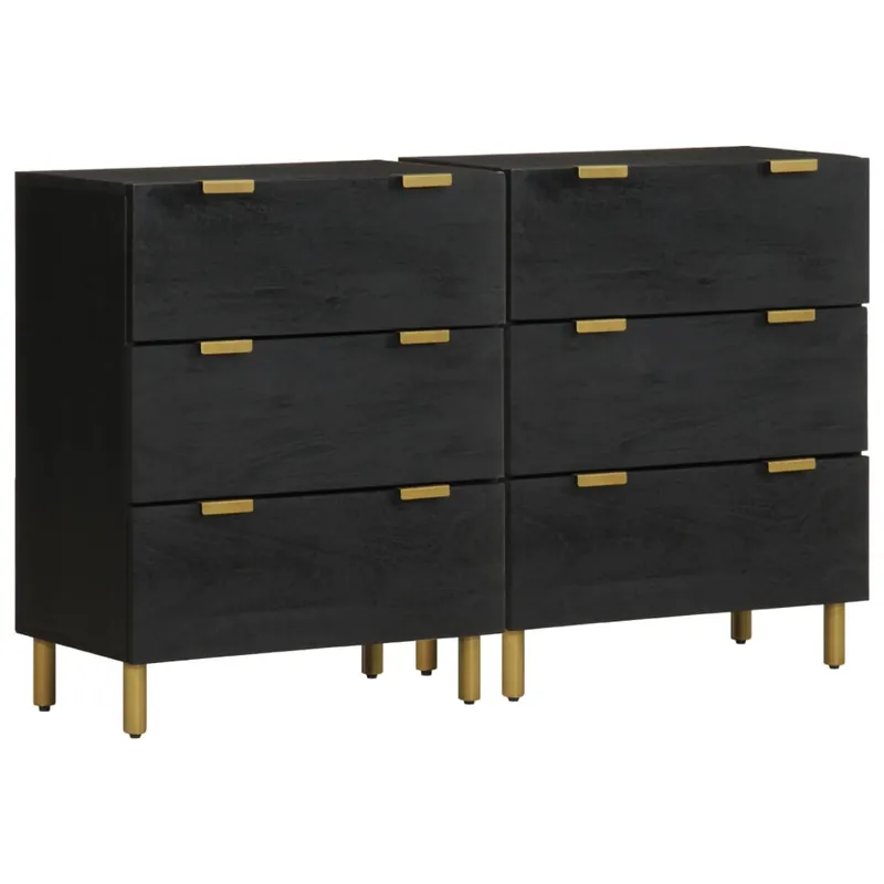 vidaXL Sideboards 2 Stk. Schwarz 60x33x75 cm Holzwerkstoff Kostenfreie Lieferung