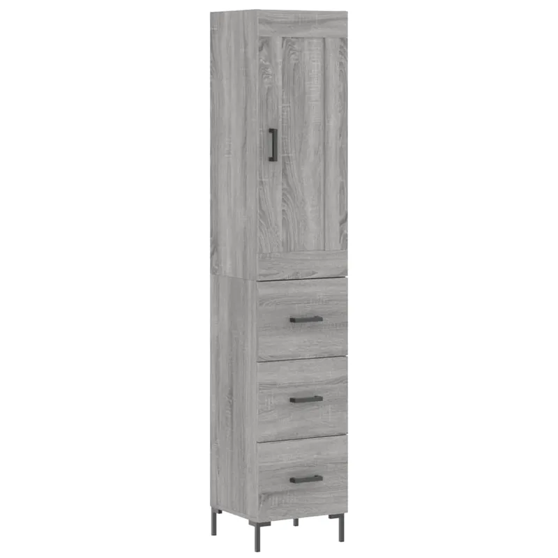 Finale Aktion vidaXL Highboard Grau Sonoma 34,5x34x180 cm Holzwerkstoff