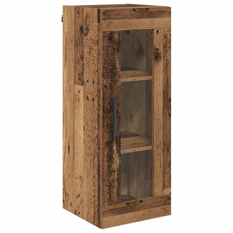 Direktkauf vidaXL Wandschrank Altholz 34,5 x 34 x 90 cm Engineered Wood und Glas