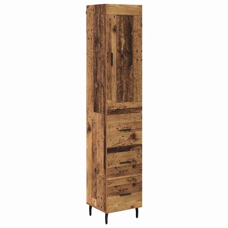 Billig vidaXL Highboard Altholz 34,5 x 34 x 180 cm Holzwerkstoff
