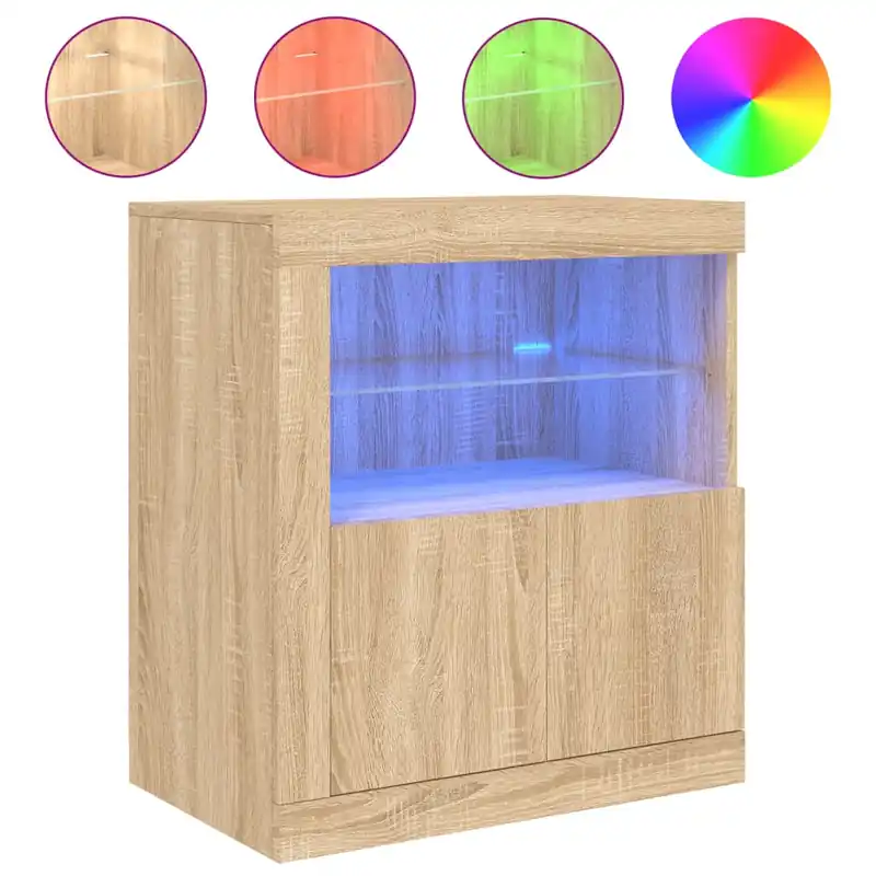 Beliebt vidaXL Sideboard mit LED-Leuchten Sonoma-Eiche 60,5x37x67 cm