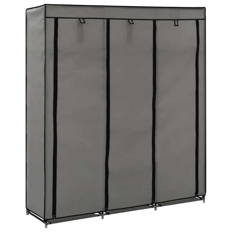 Ausverkauf vidaXL Kleiderschrank mit Fächern und Stangen Grau 150x45x175cm Stoff