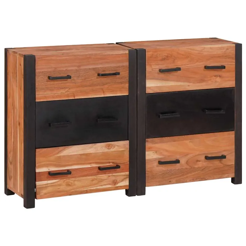 Heißes Angebot vidaXL Sideboard 3 pcs Braun 110 x 30 x 75 cm Massivholz Akazie