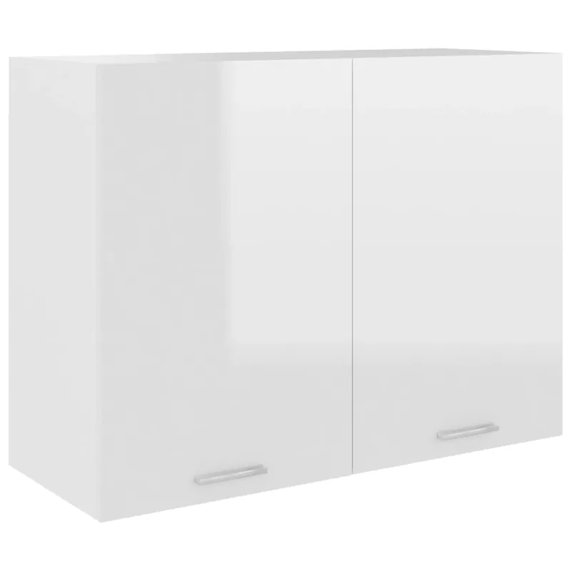 Billig vidaXL Hängeschrank Lyon Hochglanz-Weiß 80x31x60 cm Holzwerkstoff