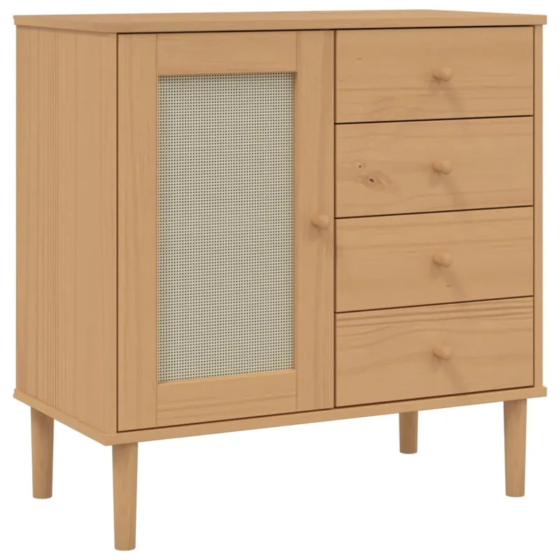 vidaXL Sideboard SENJA Rattan-Optik Braun 80x40x80 cm Kiefernholz Expressversand