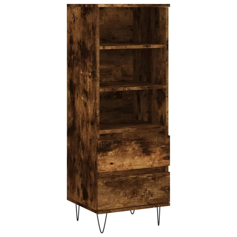 Geprüft vidaXL Highboard Räuchereiche 40x36x110 cm Holzwerkstoff