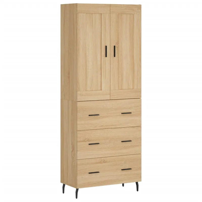 Geprüft vidaXL Highboard Sonoma-Eiche 69,5x34x180 cm Holzwerkstoff