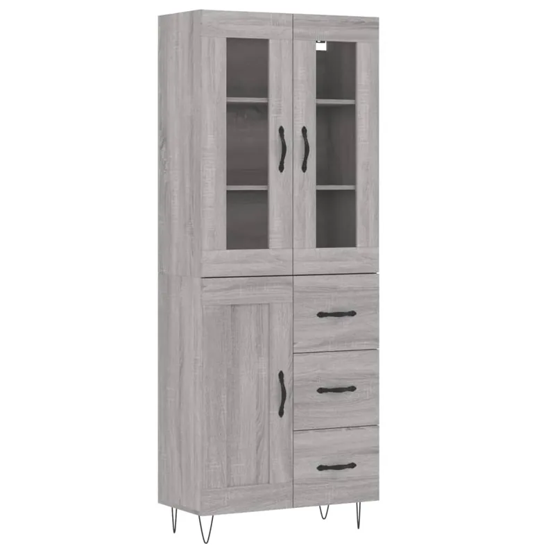 Highlight vidaXL Highboard Grau Sonoma 69,5x34x180 cm Holzwerkstoff