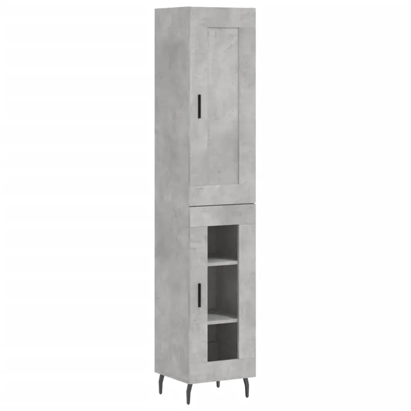 Abverkauf vidaXL Highboard Betongrau 34,5x34x180 cm Holzwerkstoff