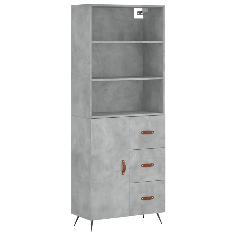 Echt vidaXL Highboard Betongrau 69,5x34x180 cm Holzwerkstoff