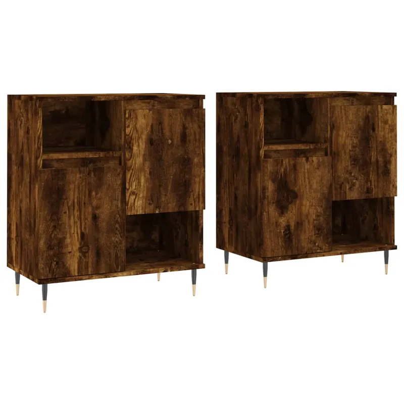 vidaXL Sideboards 2 Stk. Räuchereiche Holzwerkstoff Markenprodukt