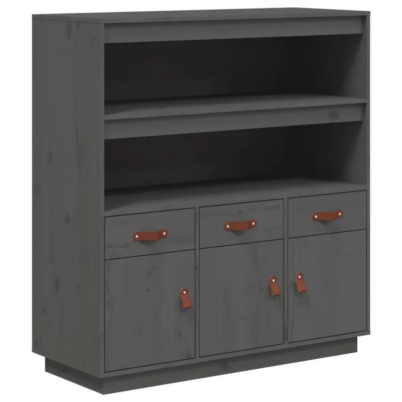 Günstig vidaXL Highboard Grau 100x40x108,5 cm Massivholz Kiefer