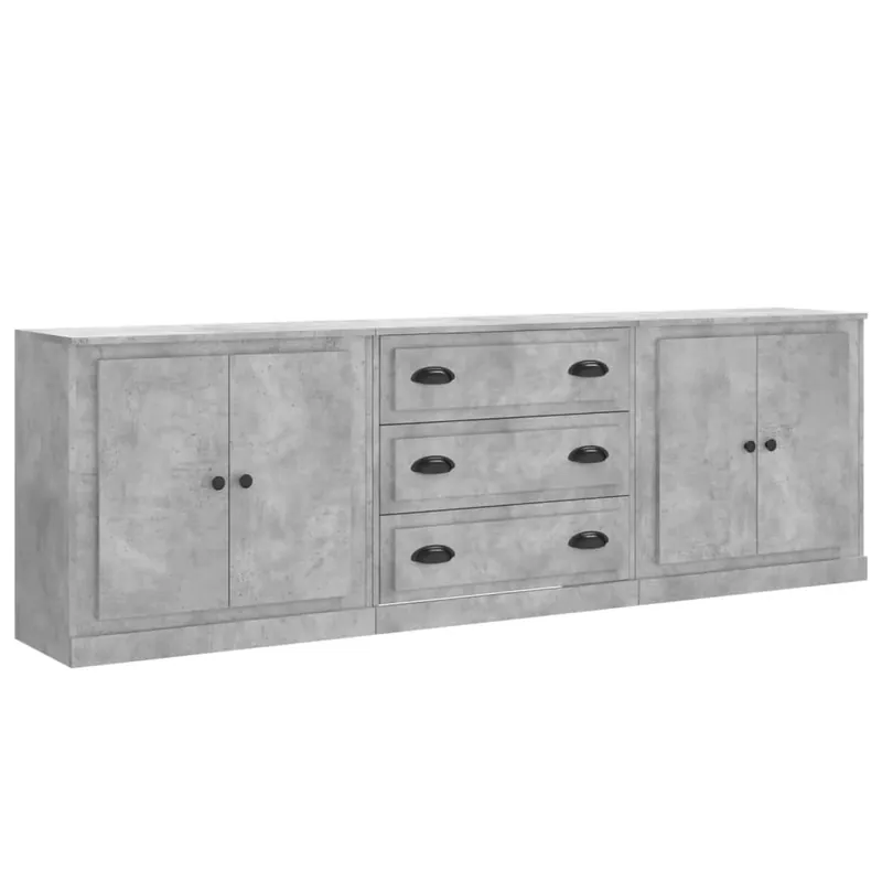 Abverkauf vidaXL Sideboards 3 Stk. Betongrau Holzwerkstoff