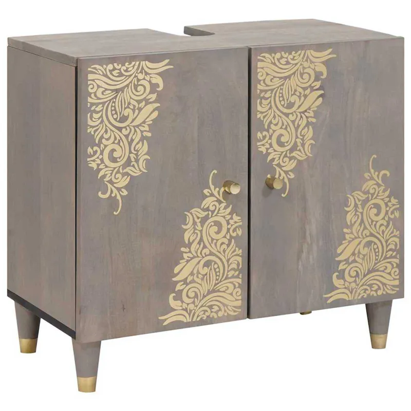 Finale Aktion vidaXL Waschbeckenunterschrank Grau 62 x 33 x 58 cm Massivholz Mango