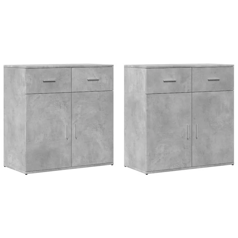 Billig vidaXL Sideboards 2 Stk. Betongrau 79x38x80 cm Holzwerkstoff