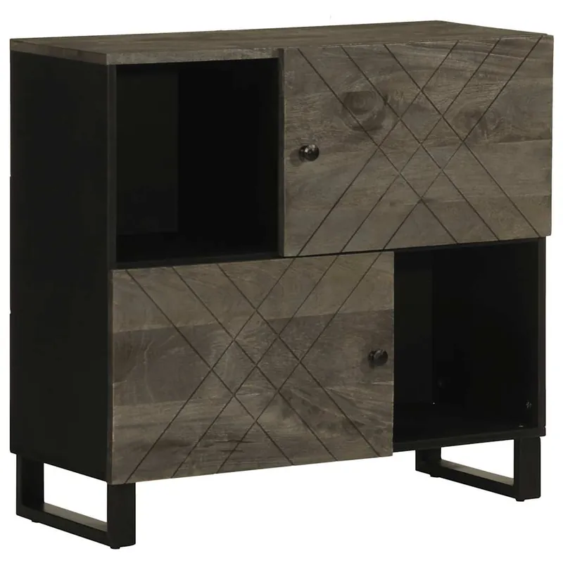 vidaXL Sideboard Schwarz 80x33x75 cm Massivholz Mango Markenware