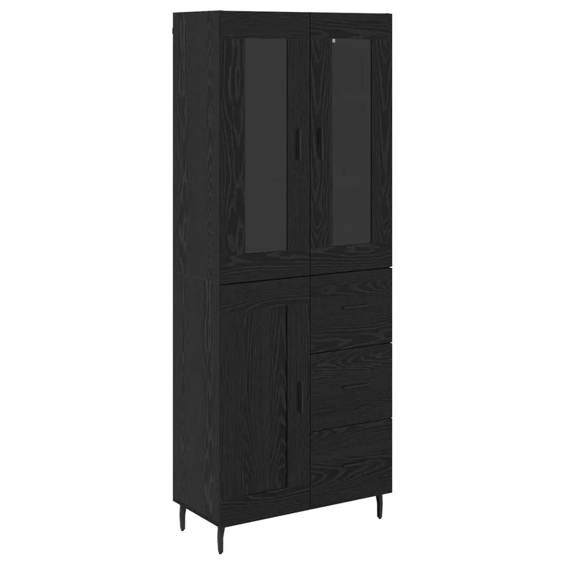 Finale Aktion vidaXL Highboard 2 pcs Schwarz Eichen-Optik Engineered Wood und Glas